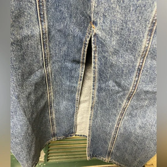 Lioness Strapless Denim Midi Dress in Blue - Picture 13 of 14